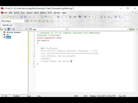 program in C++ to compute quotient and remainder. - YouTube