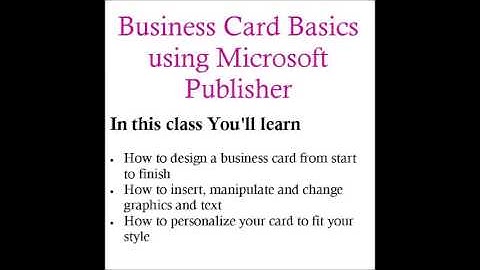 Business Card Basics Tutorial for Microsoft Publisher