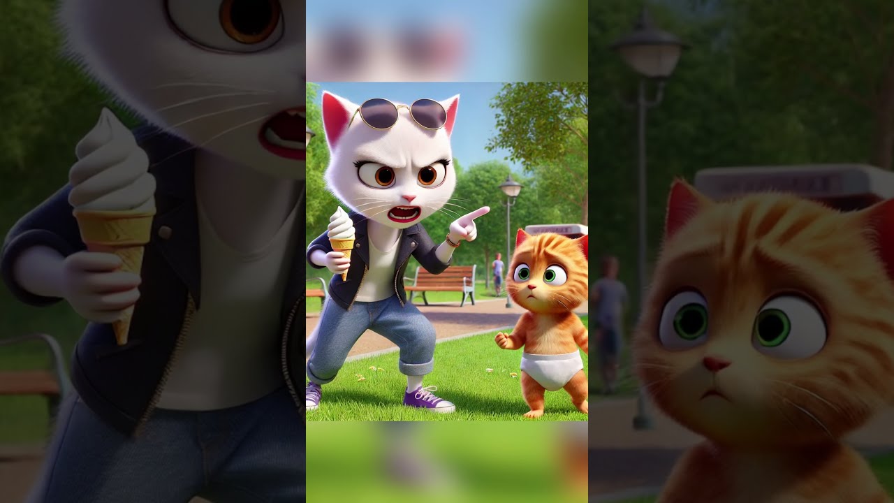 Kitten Ice Cream Chaos Funny Cartoon Catlover