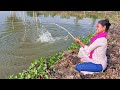 Fishing video || Traditional Girl Hook Fishing In Village Pond || Best Hook Fishing 🎣