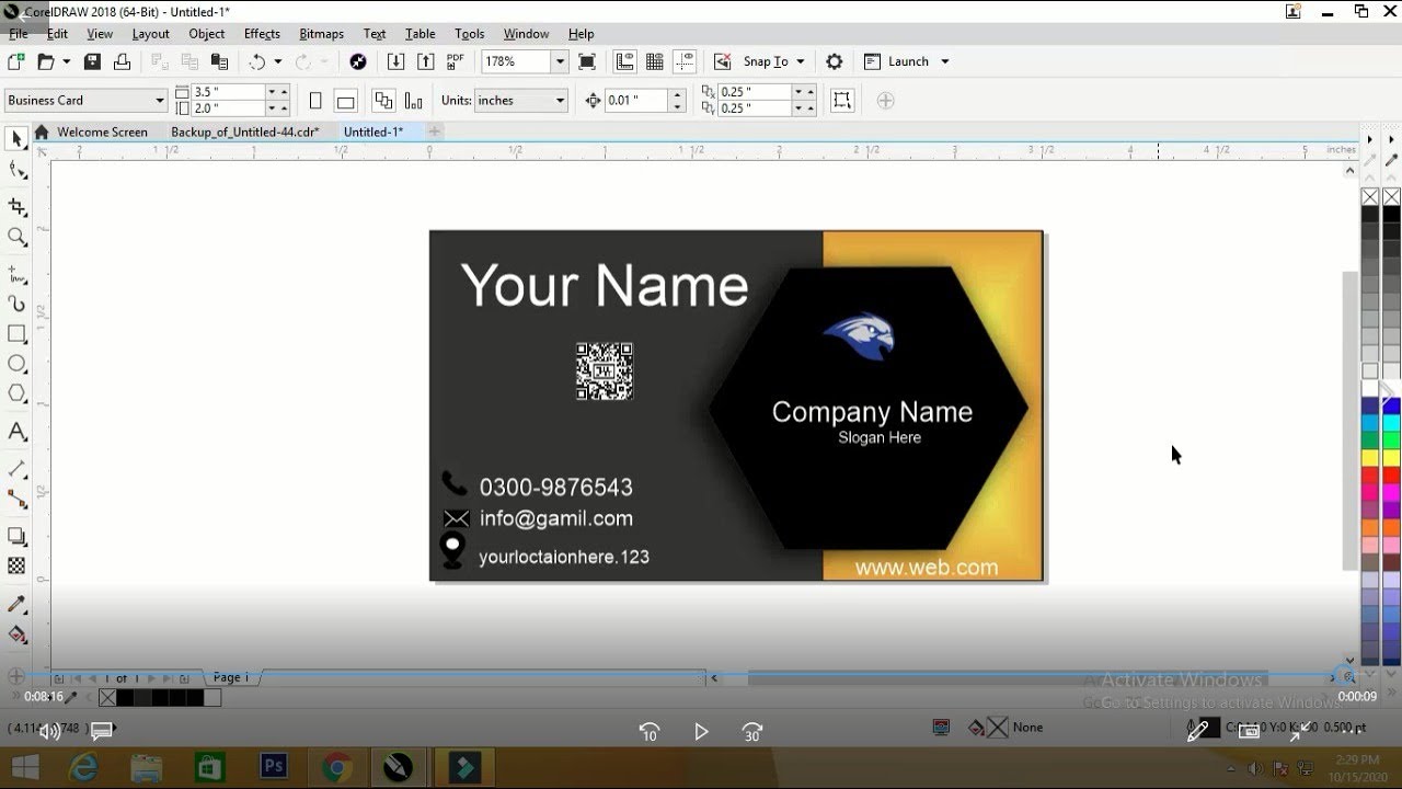 how-to-make-business-card-in-coreldraw-visiting-card-tutorial-youtube