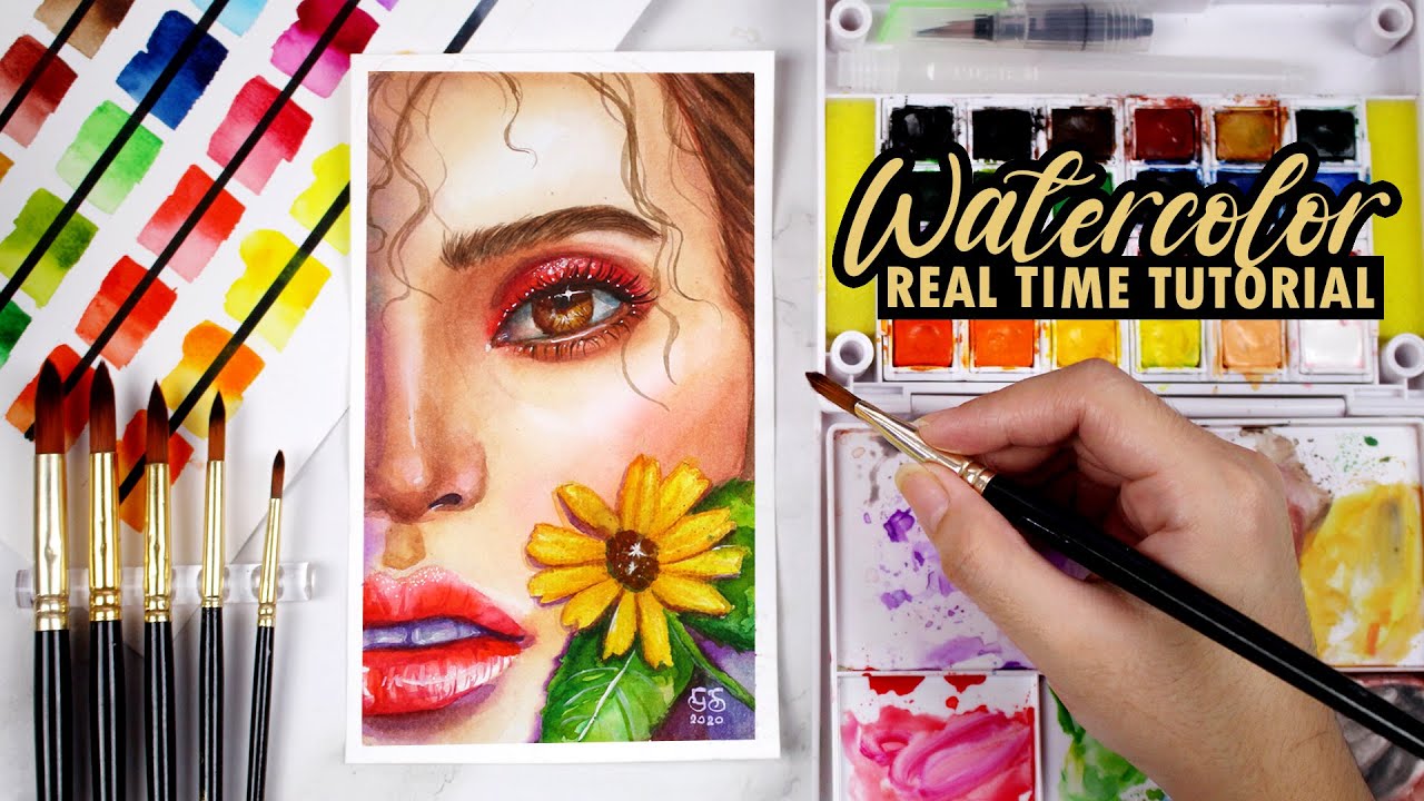 Watercolor Real Time Painting Portrait Tutorial for Beginners Tagalog
