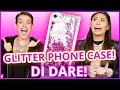 DIY LIQUID GLITTER PHONE CASE?! Di Dare w/ Lisa Cimorelli & Roxette Arisa