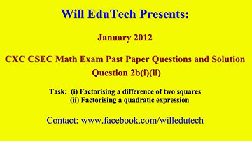 CSEC CXC Maths Past Paper 2 Question 2b(i)(ii) Jan 2012 Exam Answers_ by Will EduTech