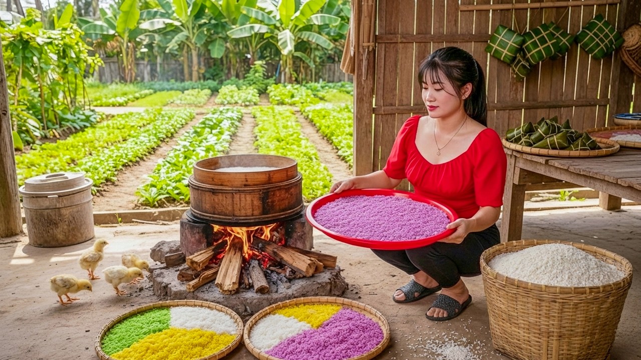 How to Steam Colorful Sticky Rice And Take To The Market Sell | Nhất ...