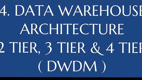 #4 Data Warehouse Architecture - 2 tier, 3 tier, 4 tier Architectures |DWDM|