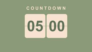 5 Minute Countdown Timer 🌿 Flip Clock with Simple Beeps 🔔