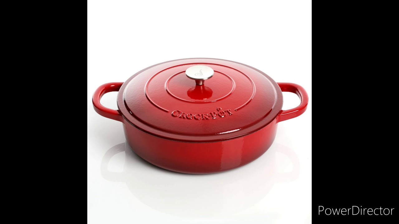 Crock Pot Aristan 5 Quart Round Enameled Cast Iron Braiser Pan with Lid