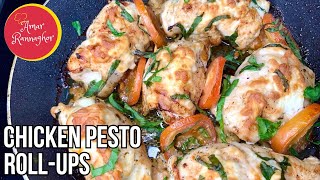 Chicken Pesto Roll-Ups | Pesto Cheese Chicken Rolls | Homemade Easy Chicken Pesto Roll Ups