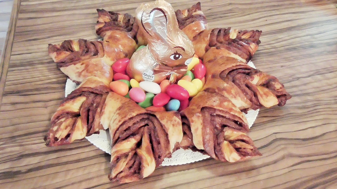 Nutella blume Osterkranz aus Hefeteig Hefeblume