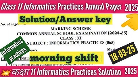 class 11 informatics practices answer key 2025 morning shift/informatic practices annual exam answer