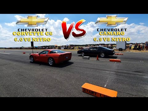 CHEVROLET CORVETTE C6 6.0 V8 NITRO VS CHEVROLET CAMARO 6.9 NITRO🔥 #dragrace_fertőszentmiklós