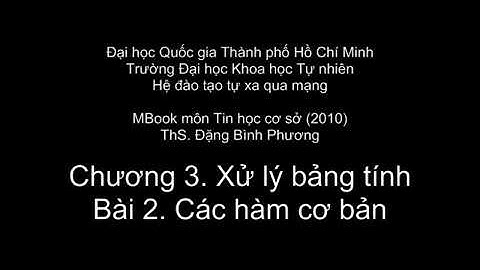 Tin học căn bản, Xử lý bảng tính MS Excel, Các hàm cơ bản