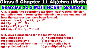 Class 6 Ex 11.3 Q 3 | Q 4 | Algebra | Exercise 11.3 | Chapter 11 | Math NCERT Solutions | Math CBSE