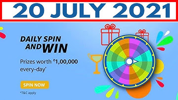 Amazon Daily Spin and Win Quiz Answers today | Win Rs 1,00,000 | 20 July 2021 | Fun Zone Amazon