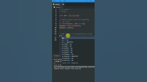 JS Codes Part 7 - Inserting and removing the first element of array | JS Arrays
