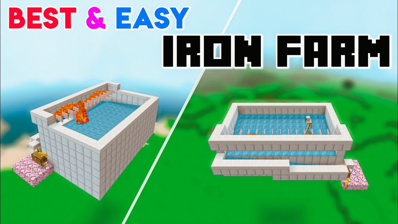 Mcpe/Bedrock 1.20 Best & Easy Iron Farm Tutorial Iron Farm Minecraft