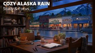Cozy Alaska Old Town Rain Study Room 🌧️ Mountain Street View for Focus & Study screenshot 5