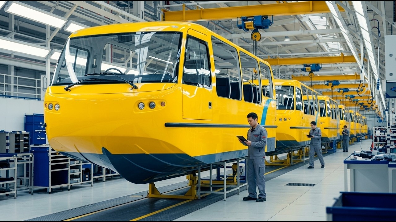 Bus Making Process Inside the Amphibious Bus Factory | How Land‑and‑Sea Tour Buses Are ...