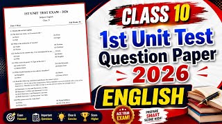 1st Unit Test 2026 | English Question paper| Class 10 | HSLC 2026 