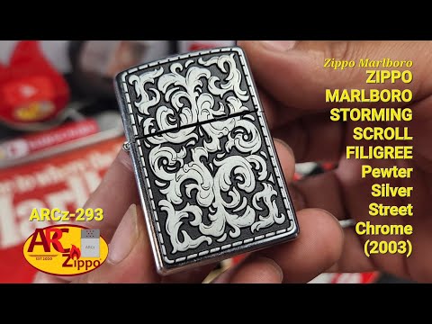 Zippo MARLBORO STORMING SCROLL FILIGREE Pewter Street Chrome