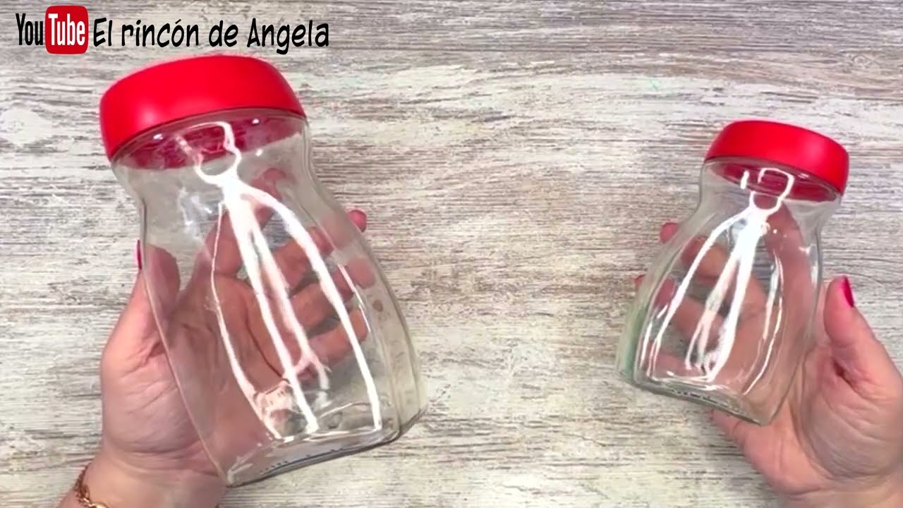 2 ideas para reciclar frascos de cafe con decoupage y CRAQUELADO CRISTAL