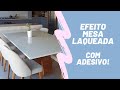 Efeito laqueado em mesa de vidro com adesivo vinil. PASSO-A-PASSO