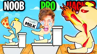 NOOB vs PRO vs HACKER IN THE TOP 5 FUNNIEST APP GAMES! (EATING SIMULATOR, MOM HID MY GAME & MORE!)