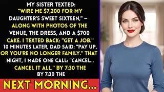 My Sister Demanded I Wire $7,200 for Her Daughter's Sweet Sixteen — So I Made One Call That...