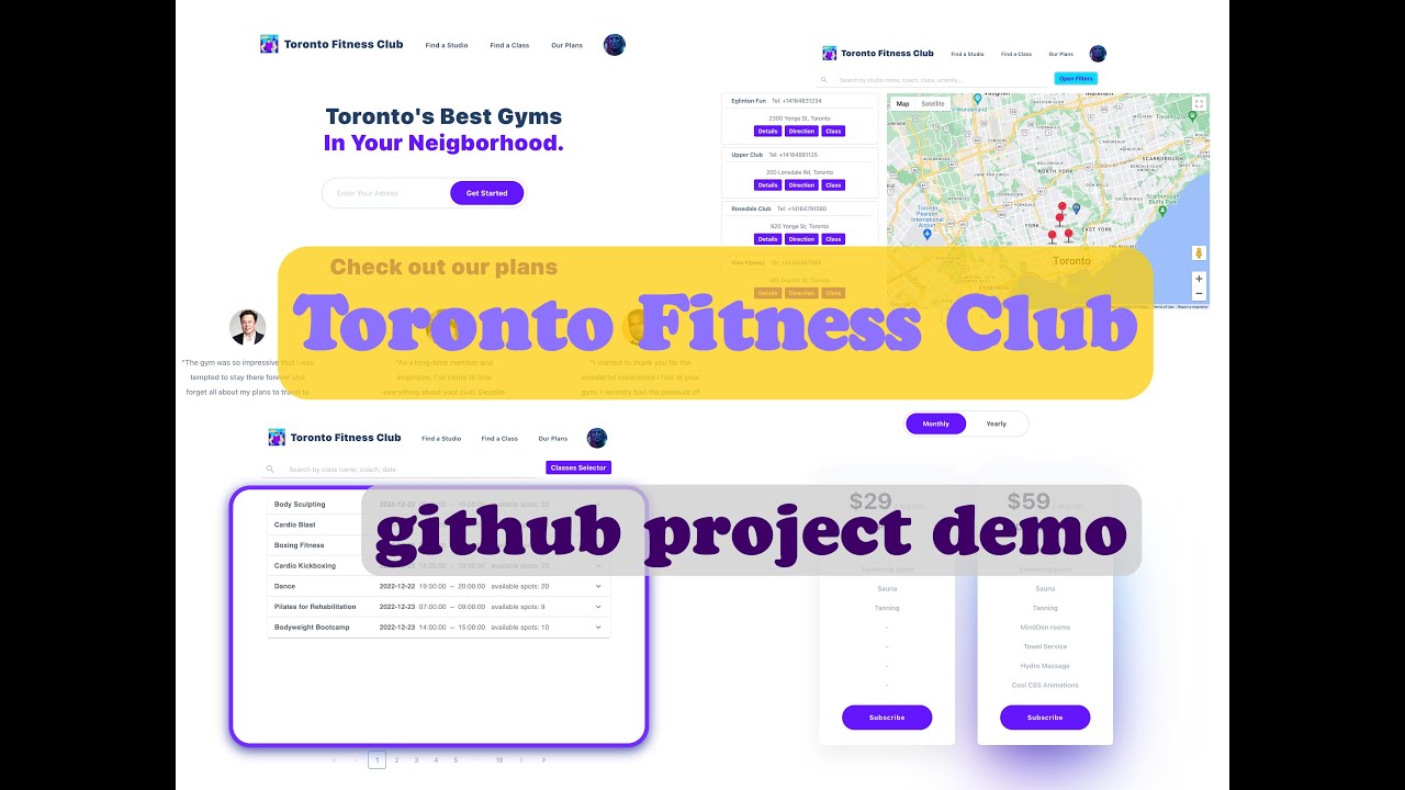 Demo of our github project -- Toronto Fitness Club website - YouTube