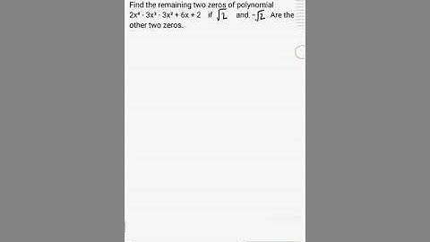 Finding zeros of bi-quadratic polynomial when two zeros are given part 1