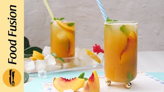 Peach Ginger Iced Green Tea Recipe by Food Fusion