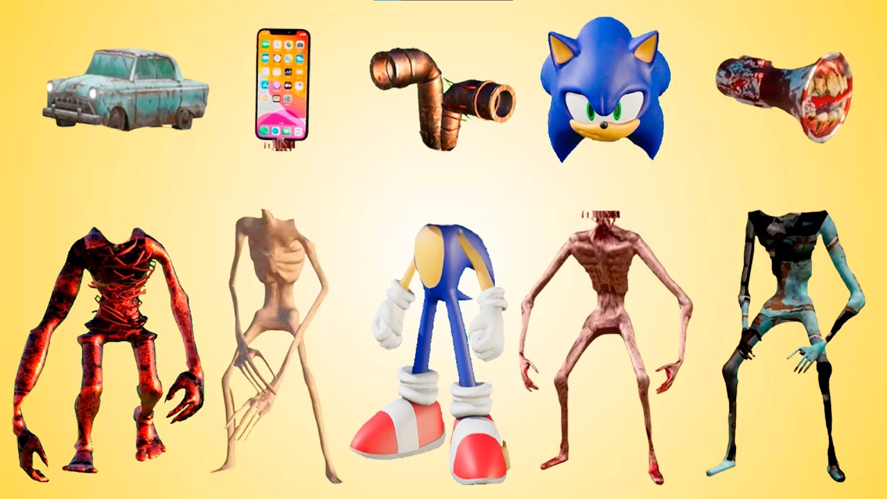 WRONG HEADS SIREN HEAD POOP, SIREN HEAD HOUSE, SIREN HEAD BRAIN EYE, SIREN HEAD OCTOPUS, SONIC