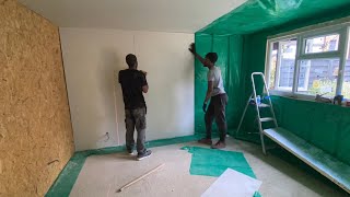 Installing a vapour barrier and plasterboard