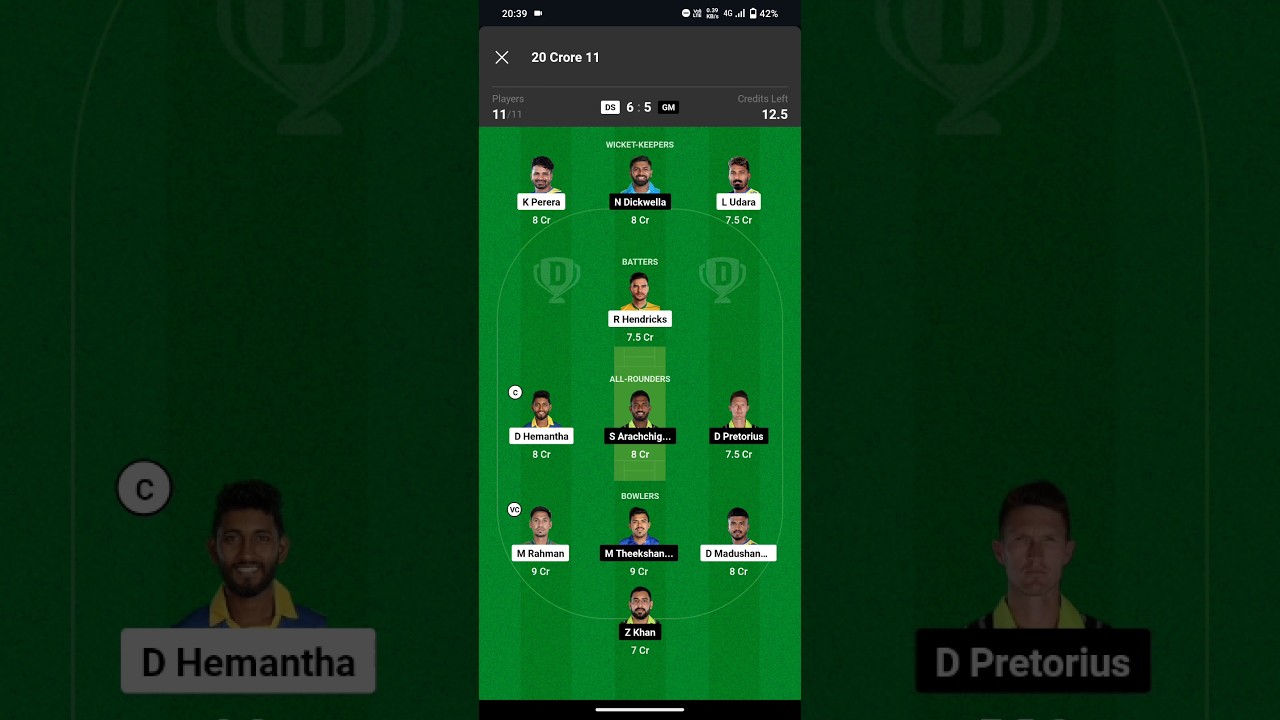GM VS DS T20I Dream11prediction Lanka Premier League| edit fantasy| 