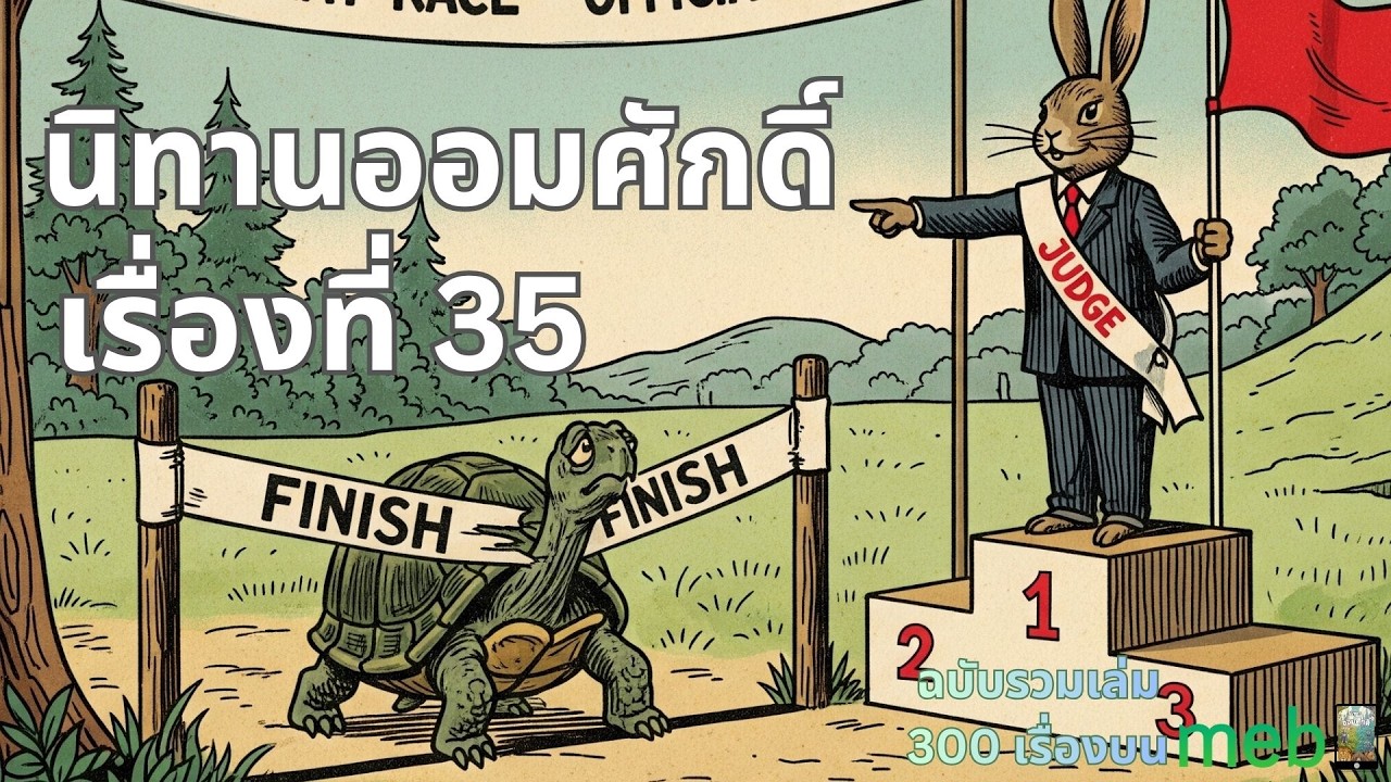 กระต่ายกับเต่า | นิทานออมศักดิ์ | เรื่องที่ 35 | นิทานสั้นสอนใจ | นิทานก่อนนอน