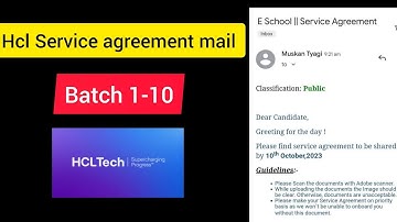 Hcl tech service agreement mail💥|| Joining mail of hcl💥#hclrecruitment #hclonboarding #hcl