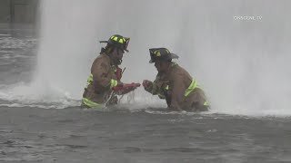Semi-truck shears fire hydrant, causes mudslide on the 163
