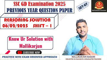 06-02-2025-1st shift| SSC GD REASONING 2025 IN KANNADA | SSC | RRB | KPSC | Class by Mallikarjun Sir