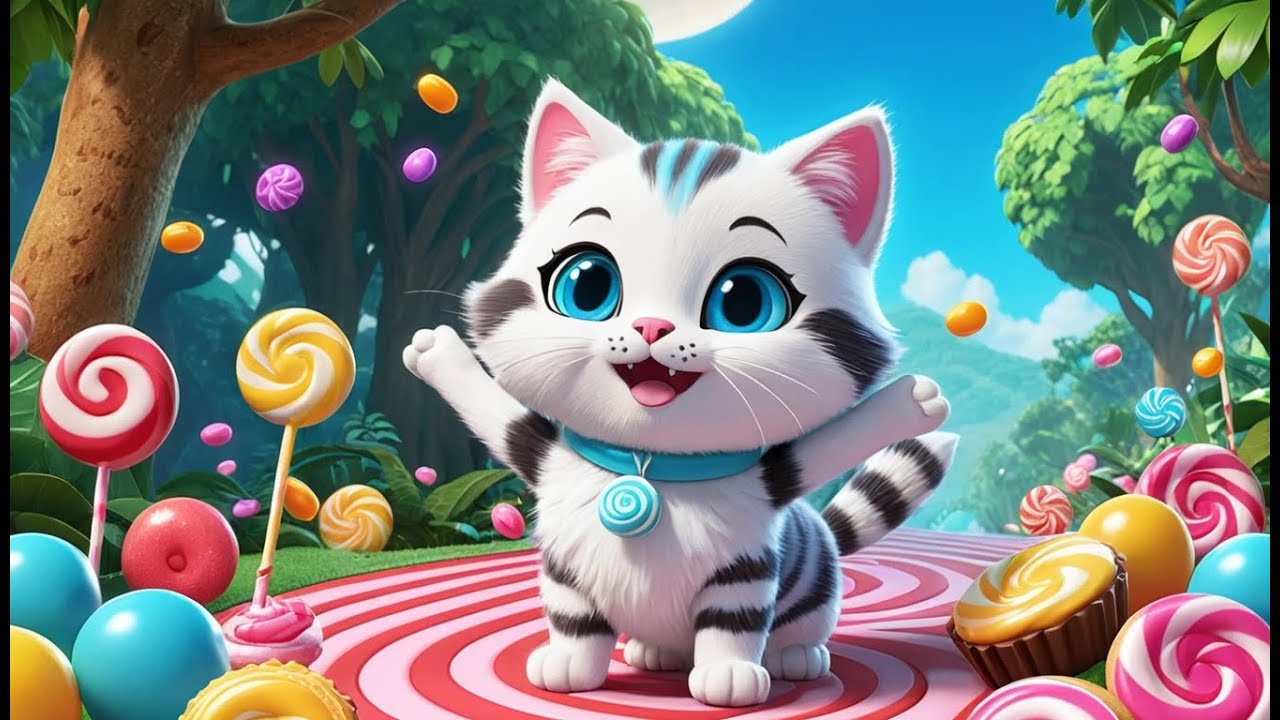 Cookie Cat and the Jellybean Jungle | Cat Adventure Song for Kids | Sweet Jungle Rhyme