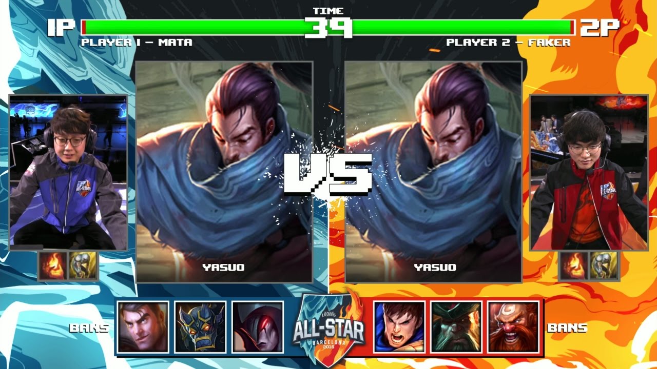 Mata Yasuo vs Faker Yasuo | Round of 32 1v1 Tournament All-Stars 2016 | China vs Korea