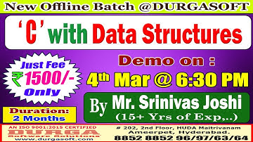 C with Data Structures Offline Training @ DURGASOFT