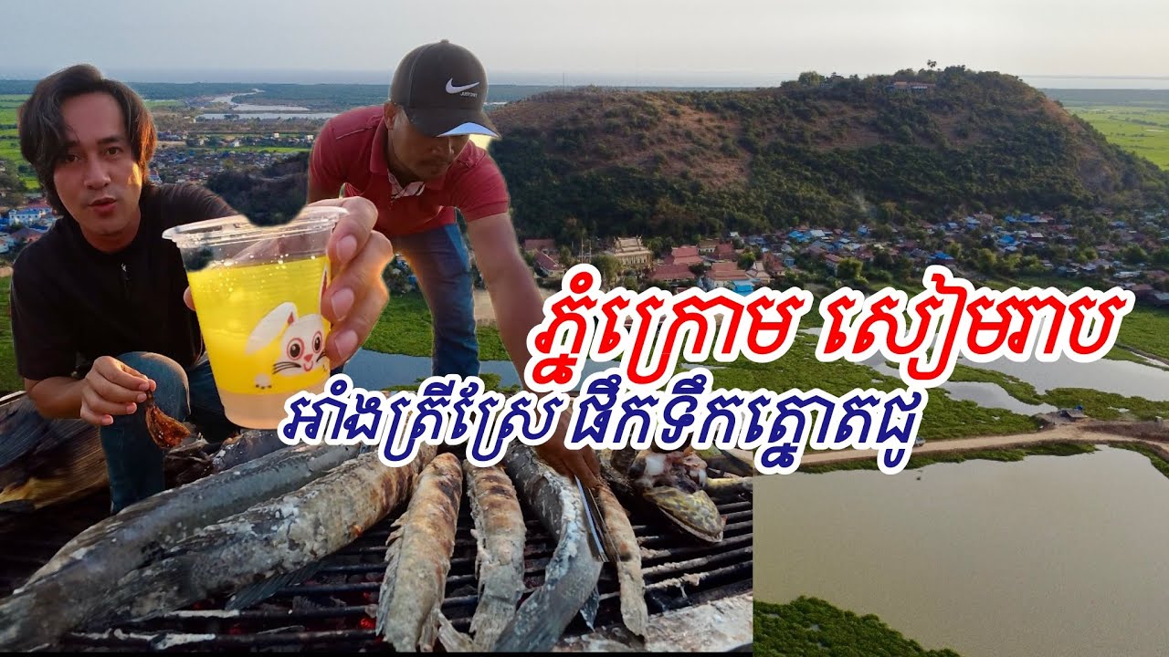 អាំងត្រីស្រែ ក្បែរជើងភ្នំក្រោម ខេត្តសៀមរាប 