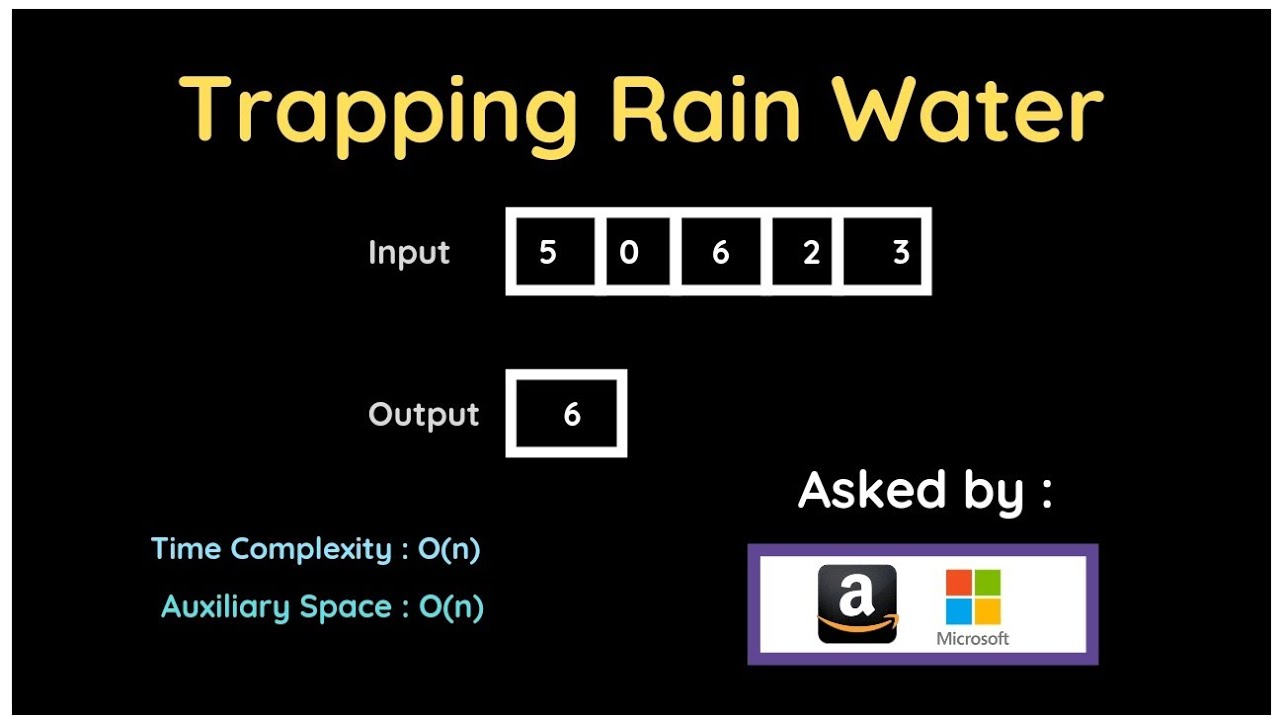 Trapping Rain Water | Asked in Amazon & Microsoft | FAANG Coding ...