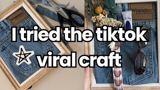 Viral 10-Minute DIY! Denim Jean Pocket Frame ✂️ Easy + Aesthetic Home Decor screenshot 1