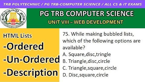 HTML List Ordered Un-Ordered Description  Tamil/ PG TRB Computer/ PGComputer Instructor/ PG TRB CS