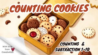 Counting Cookies 1 to 10 & Subtraction | Fun Kids Math Lesson