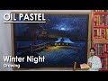 How to Draw A Moonlit Winter Night in Oil Pastel | step by step | Supriyo