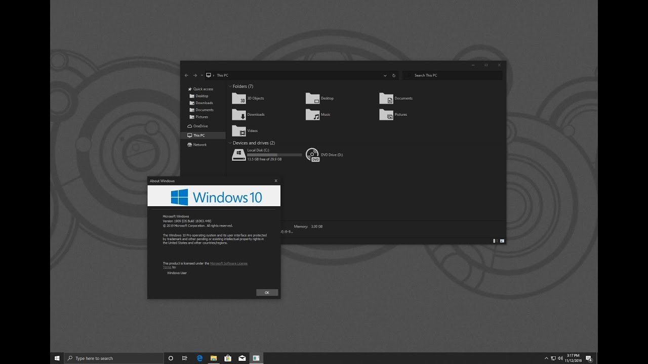 After Dark CC Theme For Windows10 November 2019 Update 1909 YouTube