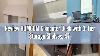 Review HOMCOM Computer Desk with 3-Tier Storage Shelves, 47 Inches Home Office Desk with Drawers, St